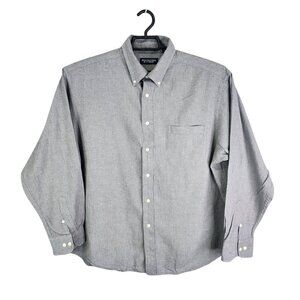 Mens Gray Roundtree & Yorke Shirt Button Down Long Sleeve 100% Cotton Size XL